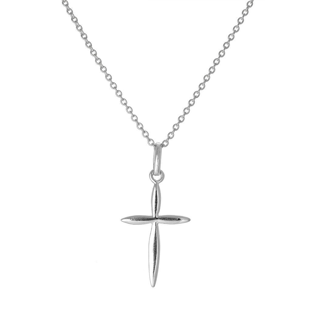 Sterling Silver Pointed Cross Pendant Necklace 16 - 22 Inches