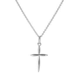Sterling Silver Pointed Cross Pendant Necklace 16 - 22 Inches