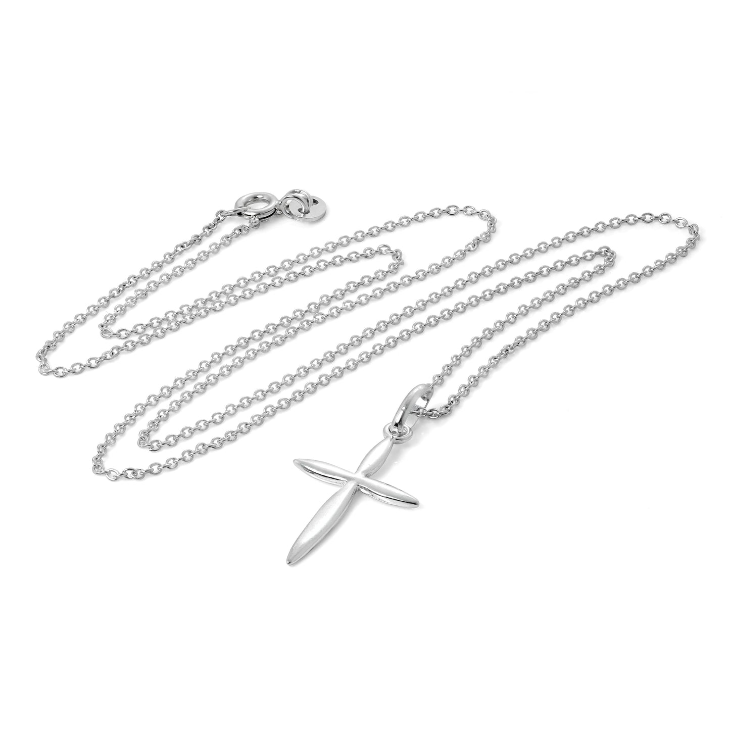 Sterling Silver Pointed Cross Pendant Necklace 16 - 22 Inches