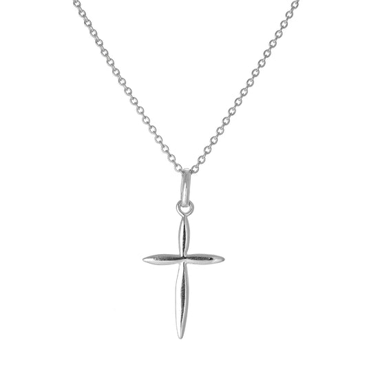 Sterling Silver Pointed Cross Pendant Necklace 16 - 22 Inches