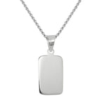 Sterling Silver Rectangular Engravable Pendant Necklace 14- 28 Inches