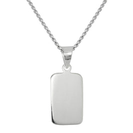 Sterling Silver Rectangular Engravable Pendant Necklace 14- 28 Inches