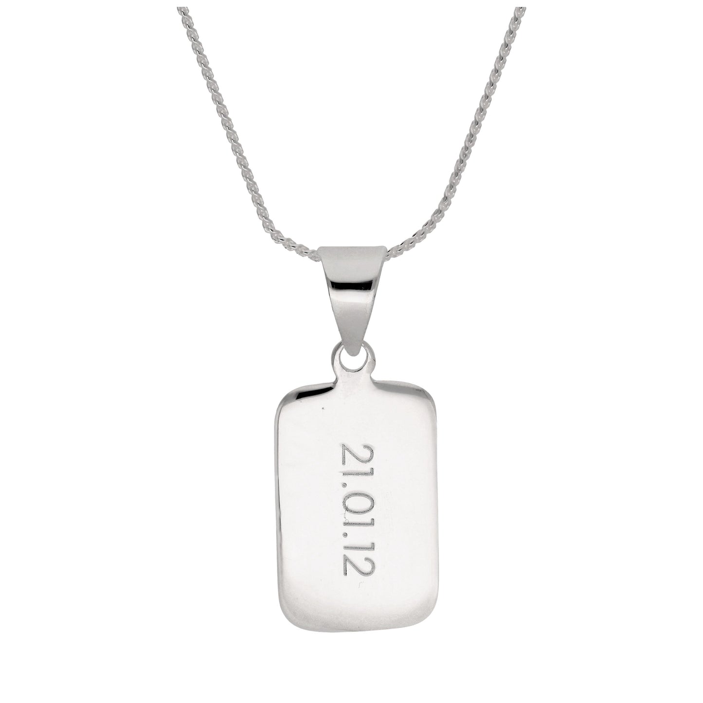 Sterling Silver Rectangular Engravable Pendant Necklace 16- 22 Inches