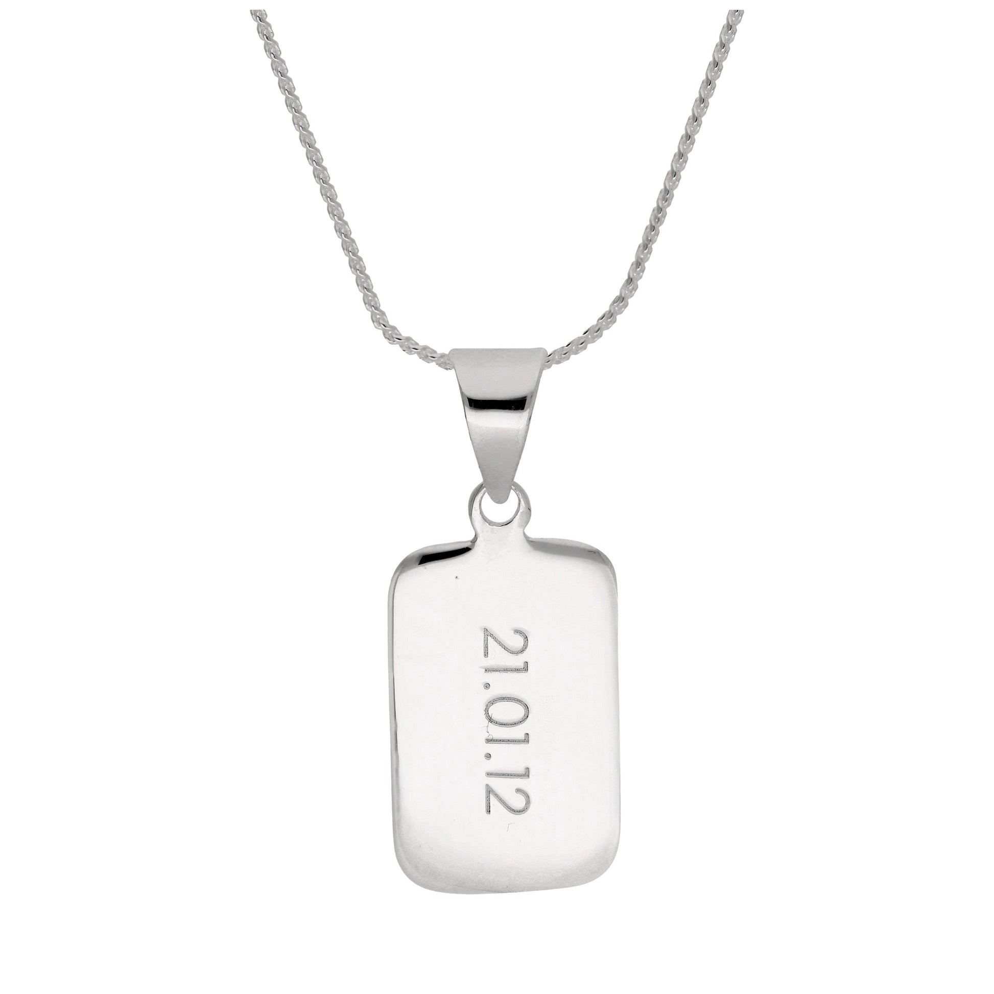Sterling Silver Rectangular Engravable Pendant Necklace 14 22