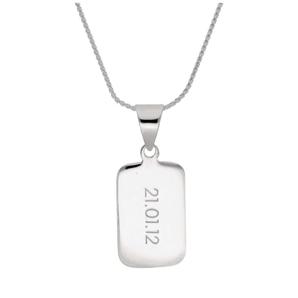 Sterling Silver Rectangular Engravable Pendant Necklace 14- 28 Inches