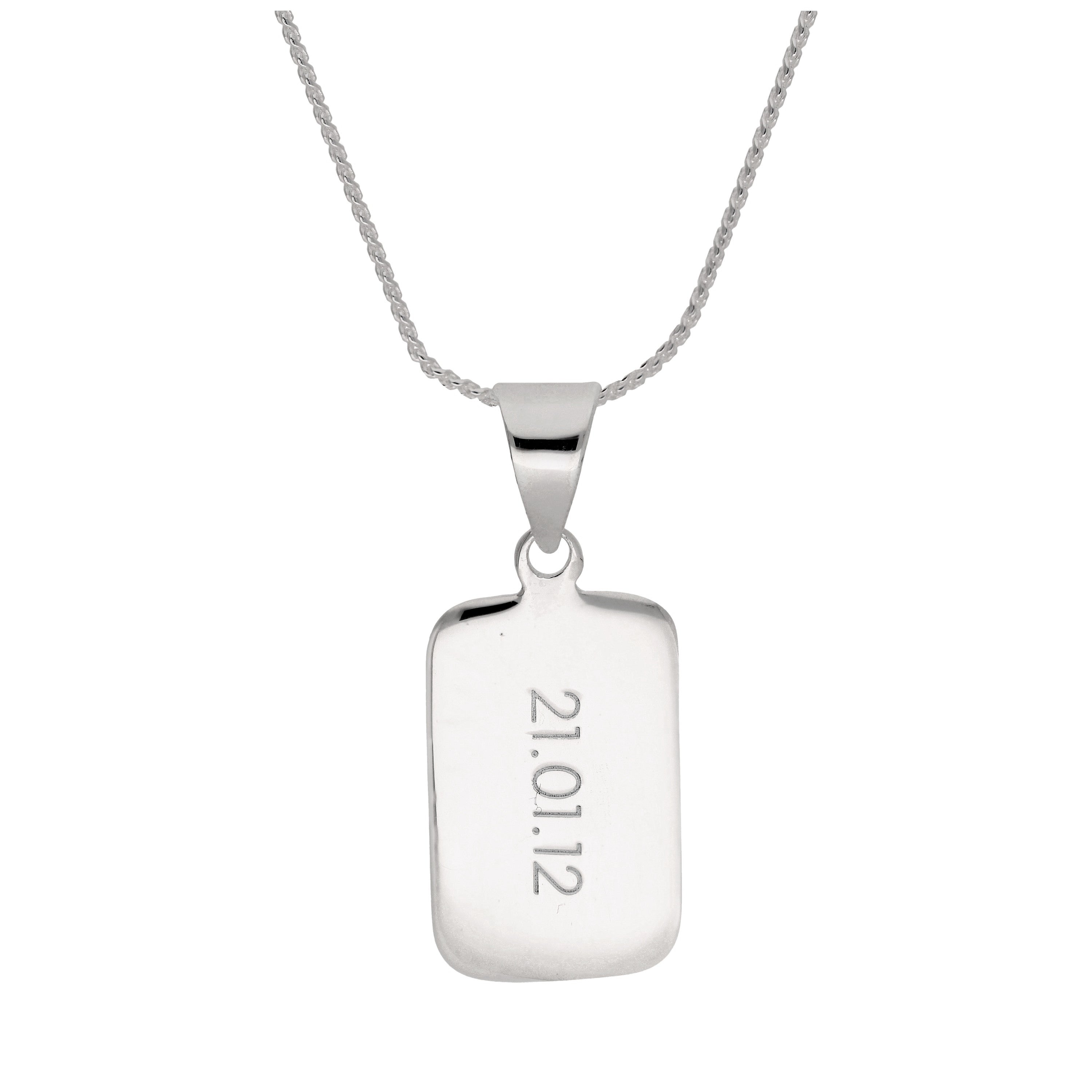 Sterling Silver Rectangular Engravable Pendant Necklace 14- 28 Inches