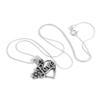 Sterling Silver Open Love Heart Pendant Necklace with Flower 14 -28 Inches
