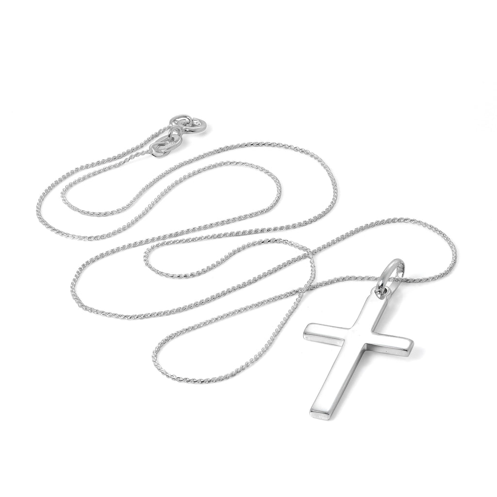 Large Plain Sterling Silver Cross Pendant Necklace 14 - 28 Inches