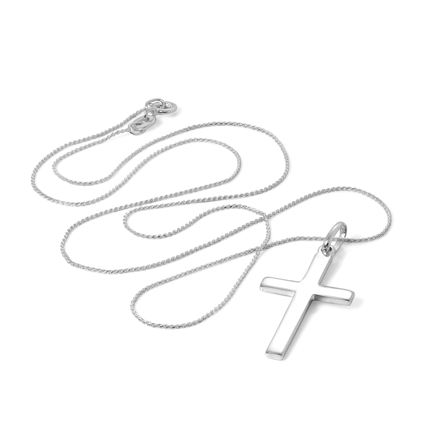 Large Plain Sterling Silver Cross Pendant Necklace 16 - 22 Inches