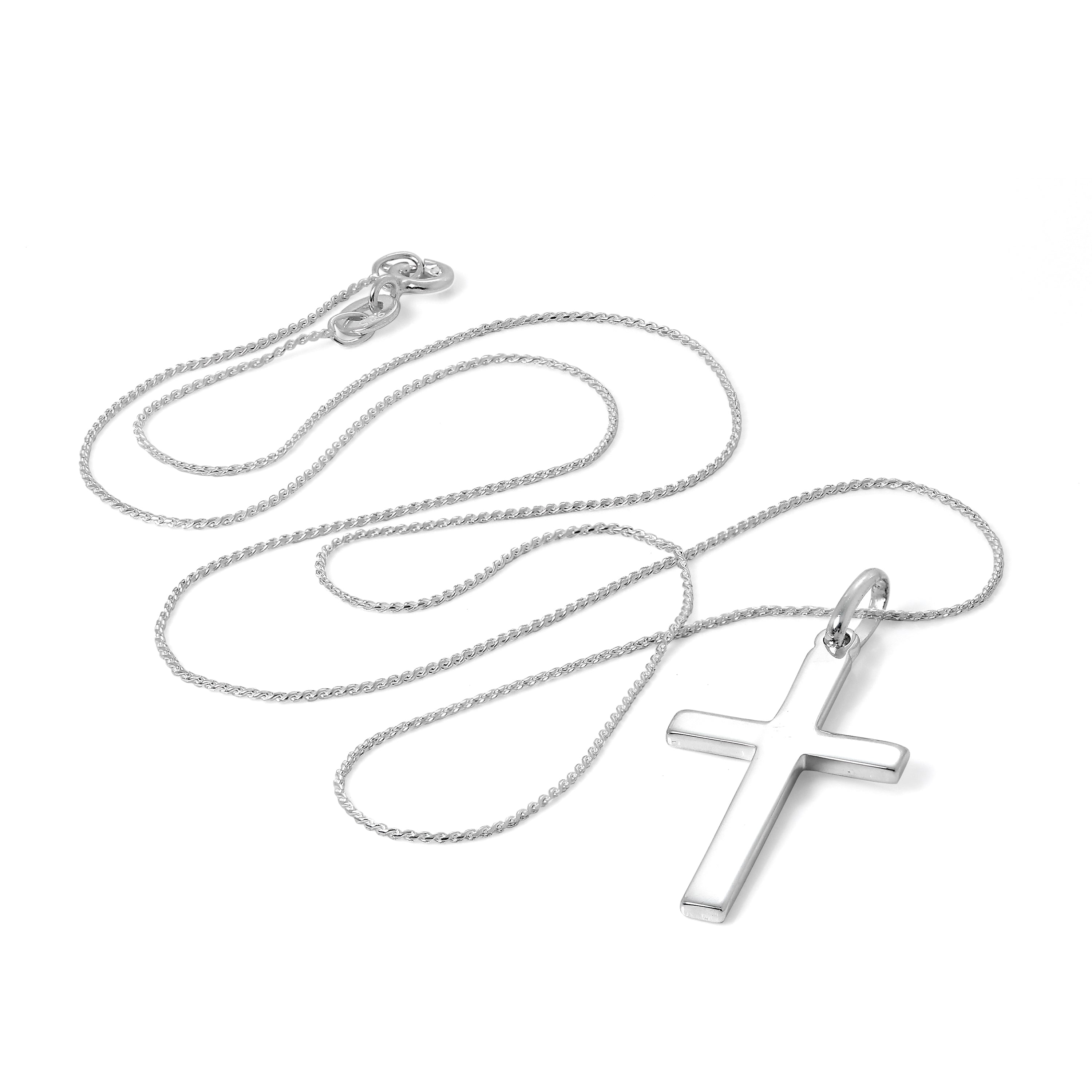 Large Plain Sterling Silver Cross Pendant Necklace 14 - 28 Inches