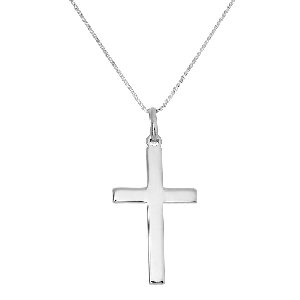 Large Plain Sterling Silver Cross Pendant Necklace 14 - 28 Inches