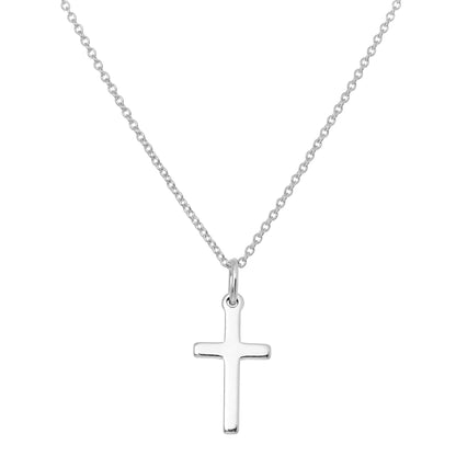 Plain Sterling Silver Cross on Chain 16 - 22 Inches