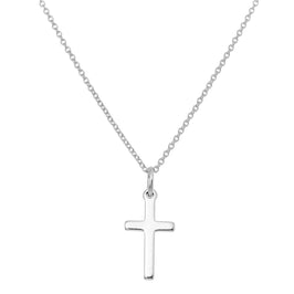 Plain Sterling Silver Cross on Chain 16 - 22 Inches