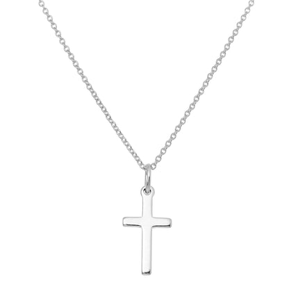 Plain Sterling Silver Cross on Chain 16 - 22 Inches