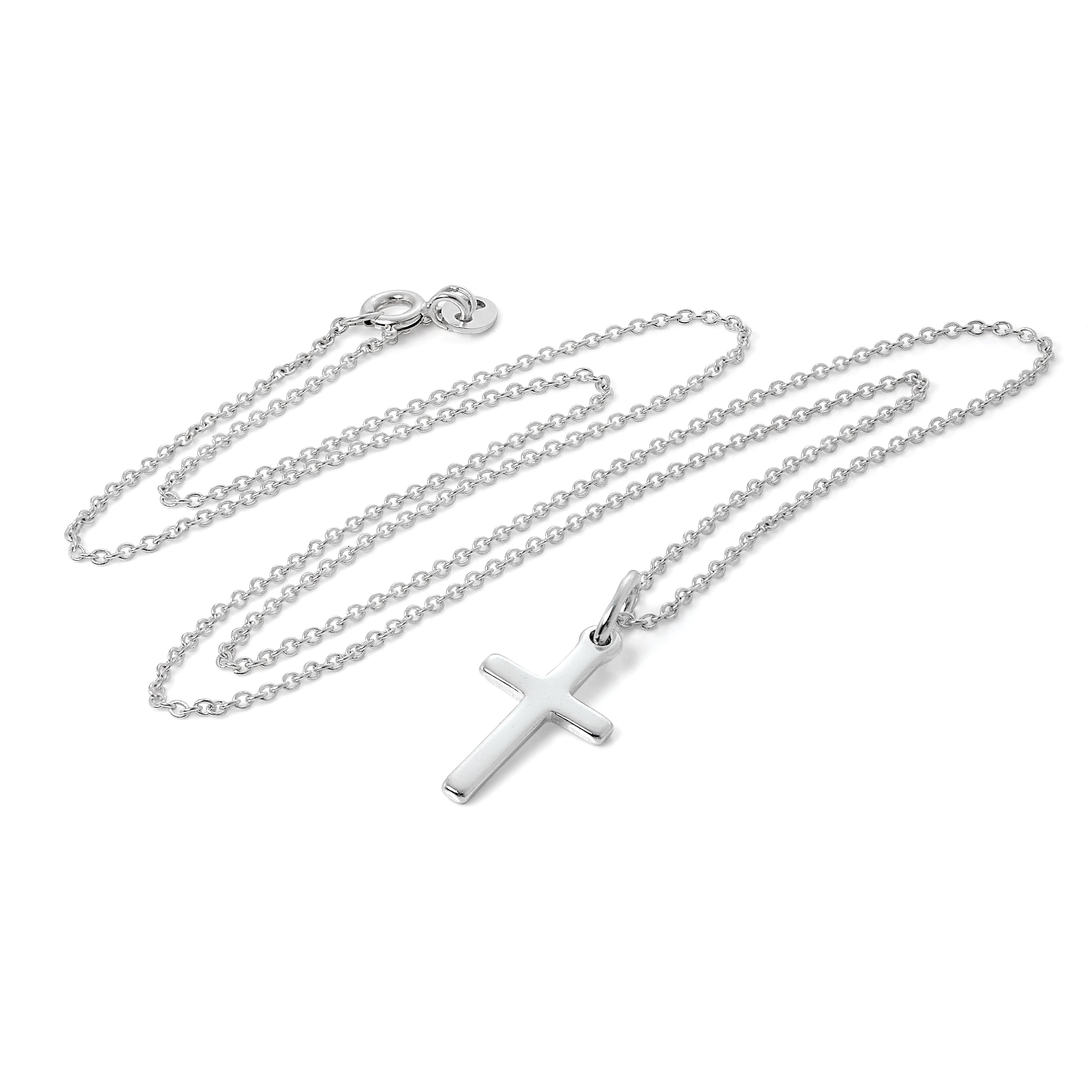 Plain Sterling Silver Cross on Chain 16 - 22 Inches