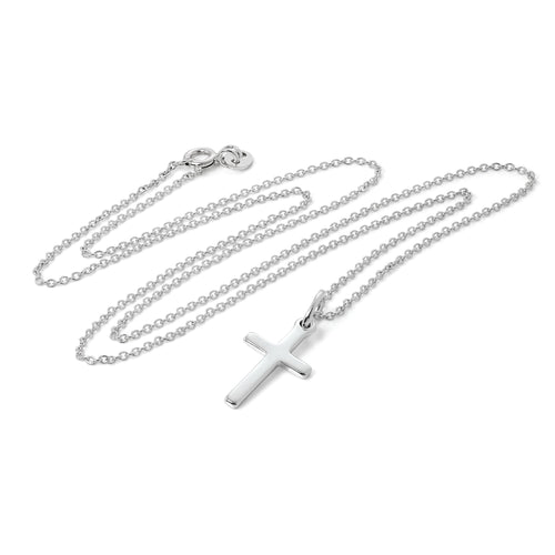 Plain Sterling Silver Cross on Chain 16 - 22 Inches