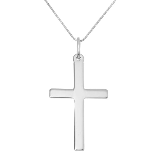 Large Sterling Silver Cross Pendant Necklace 16 - 22 Inches