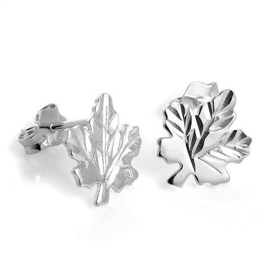 Sterling Silver Maple Leaf Stud Earrings