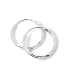 Sterling Silver Diamond Cut Sleeper 12mm Hoop Earrings