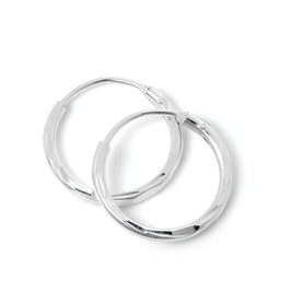 Sterling Silver Diamond Cut Sleeper 12mm Hoop Earrings