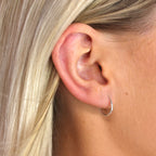 Sterling Silver Diamond Cut Sleeper 12mm Hoop Earrings