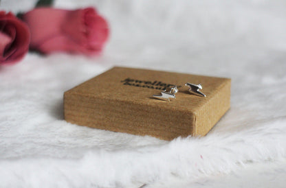 Sterling Silver Lightning Bolt Stud Earrings