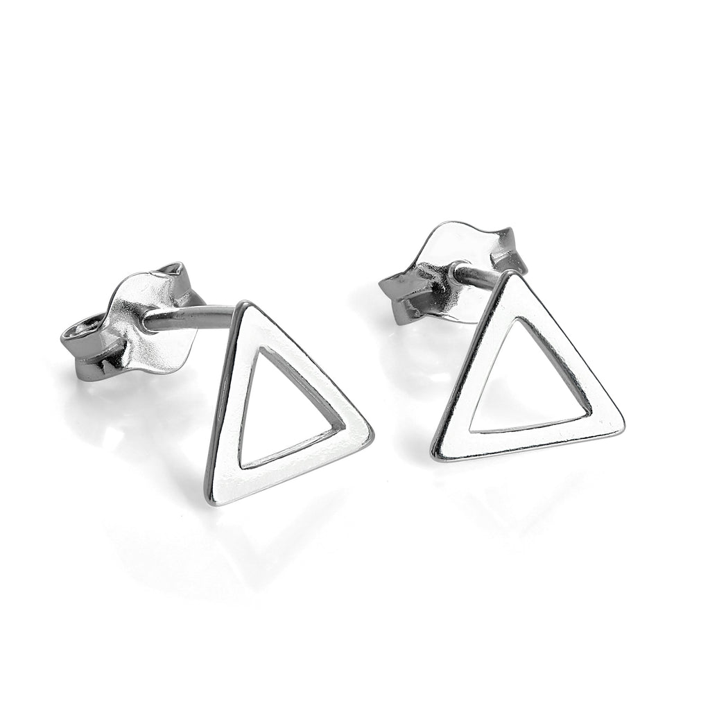Sterling Silver Open Triangle Stud Earrings