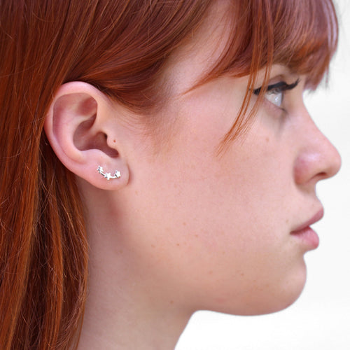 Small Sterling Silver Shooting Stars Stud Earrings