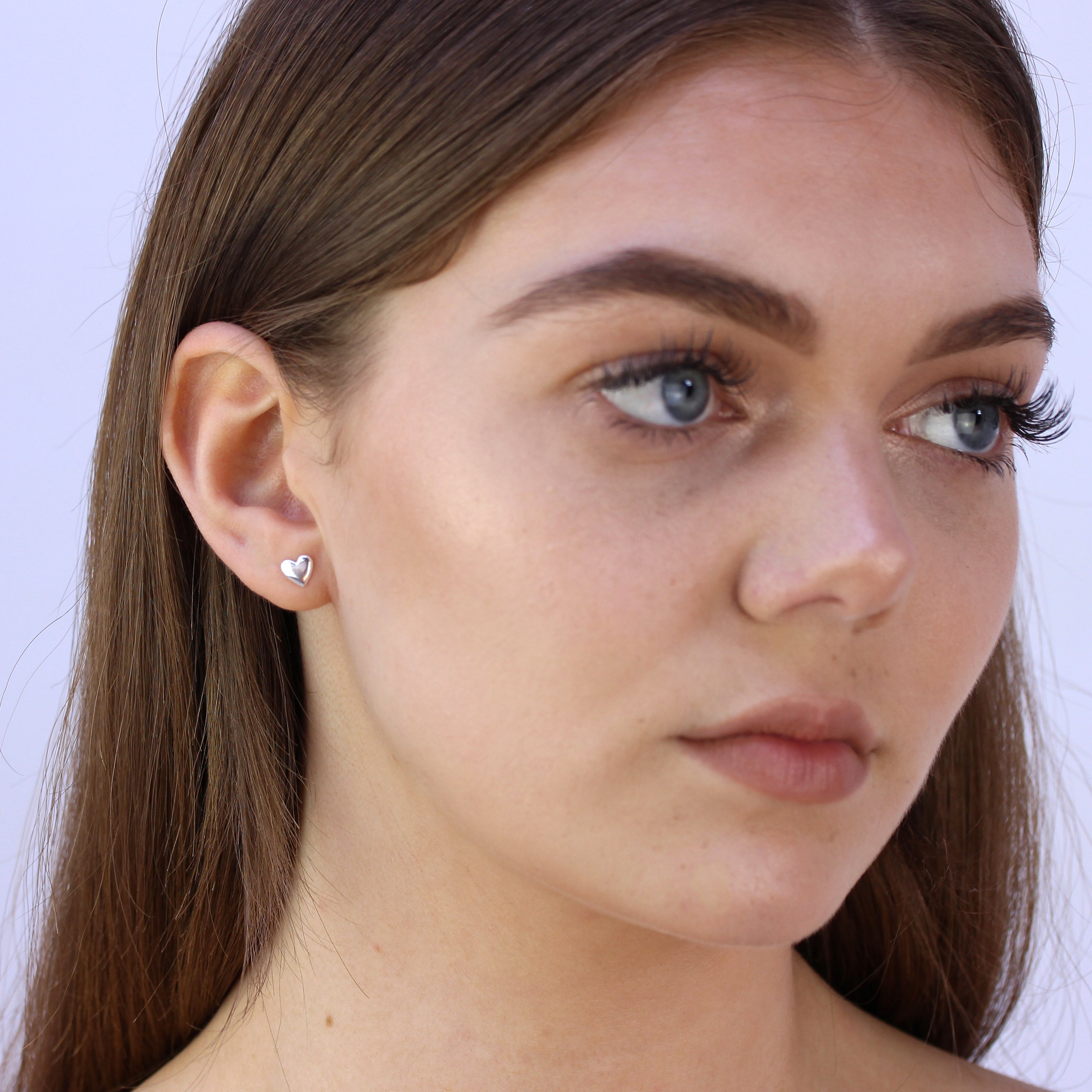 Sterling Silver Heart Stud Earrings