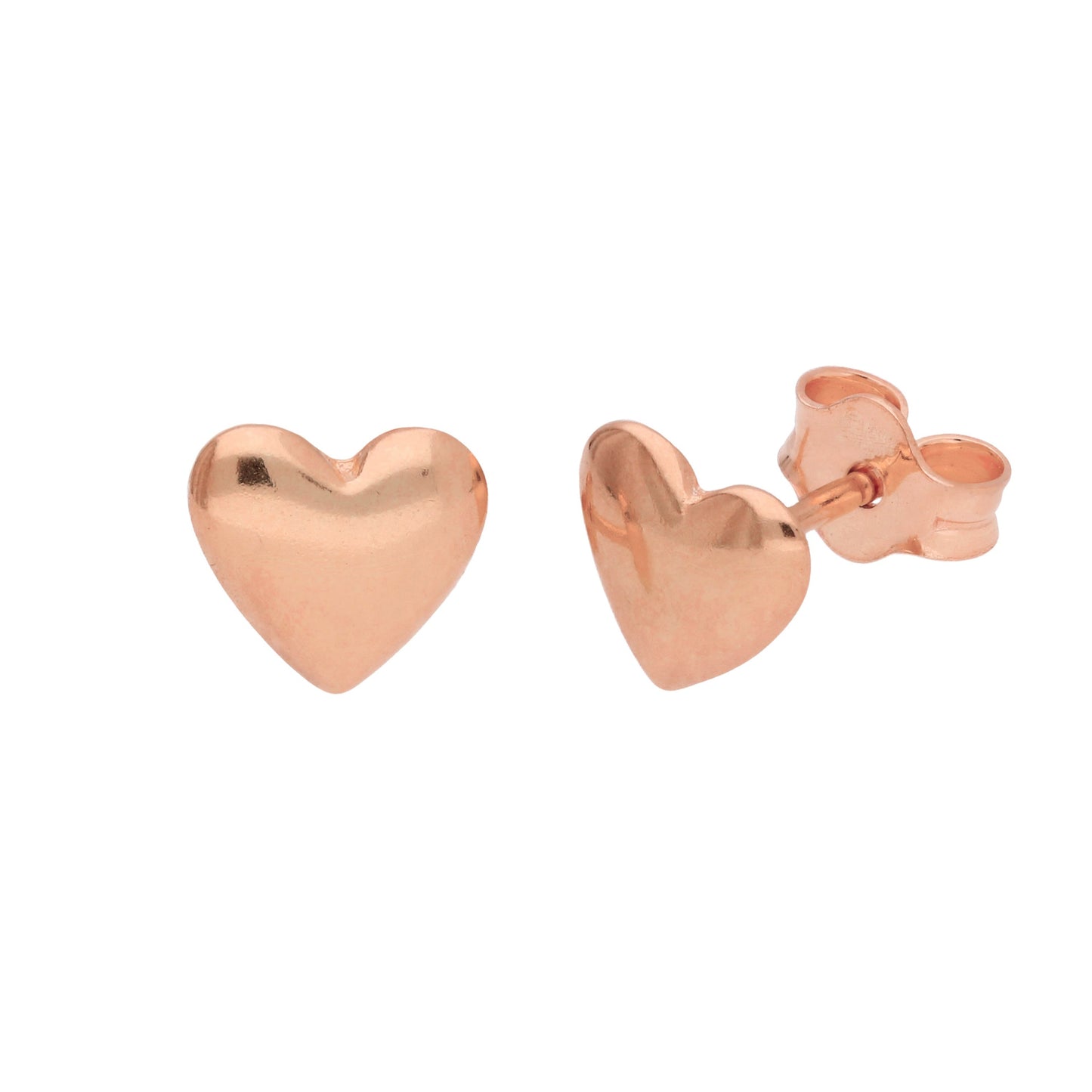 Rose Gold Plated Sterling Silver Heart Stud Earrings