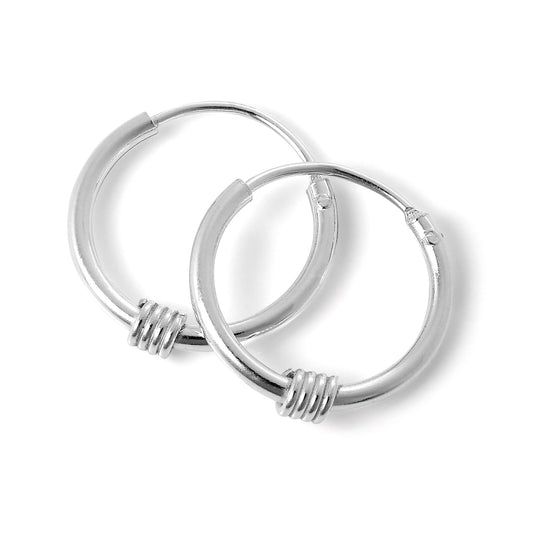 Sterling Silver Sleeper 12mm Hoop Earrings with Wire Coil