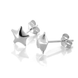 Sterling Silver Puffed Star Stud Earrings
