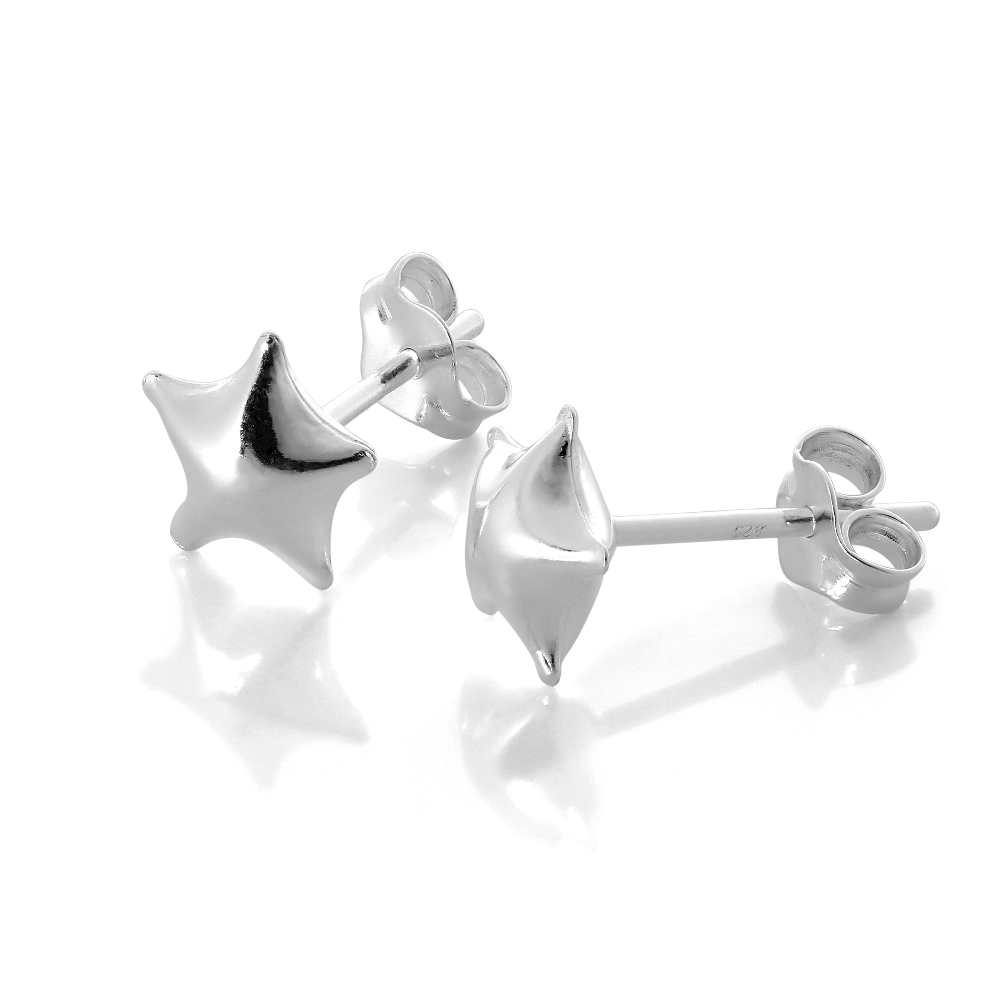Sterling Silver Puffed Star Stud Earrings