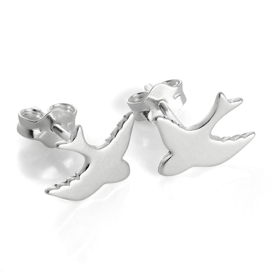 Sterling Silver Swift Bird Stud Earrings