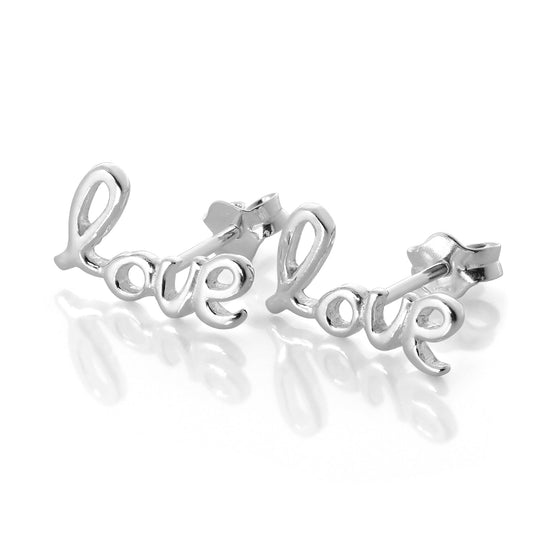 Sterling Silver Love Stud Earrings