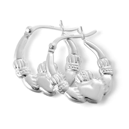 Sterling Silver Claddagh 17mm Hoop Creole Earrings