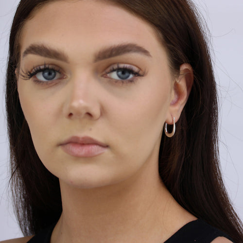 Sterling Silver Long Plain Loop Creole 13mm Hoop Earrings