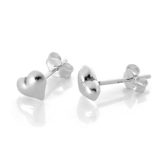 Sterling Silver Puffed Heart Stud Earrings