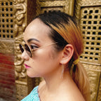 Sterling Silver Wavey Bar Long Dangle Pull Through Earrings