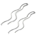 Sterling Silver Wavey Bar Long Dangle Pull Through Earrings