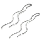 Sterling Silver Wavey Bar Long Dangle Pull Through Earrings