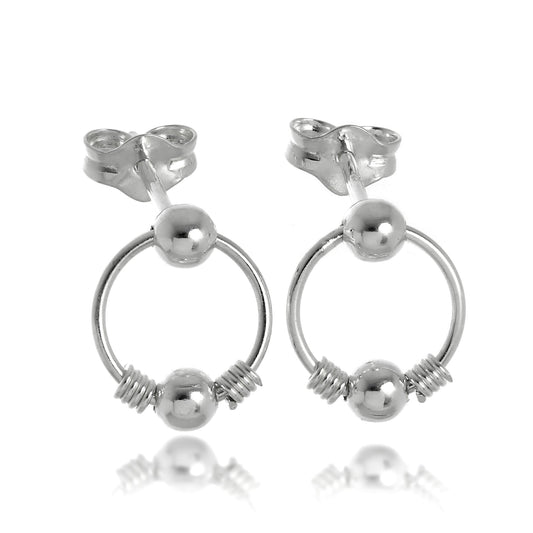 Sterling Silver Ball Stud & Hoop Earrings