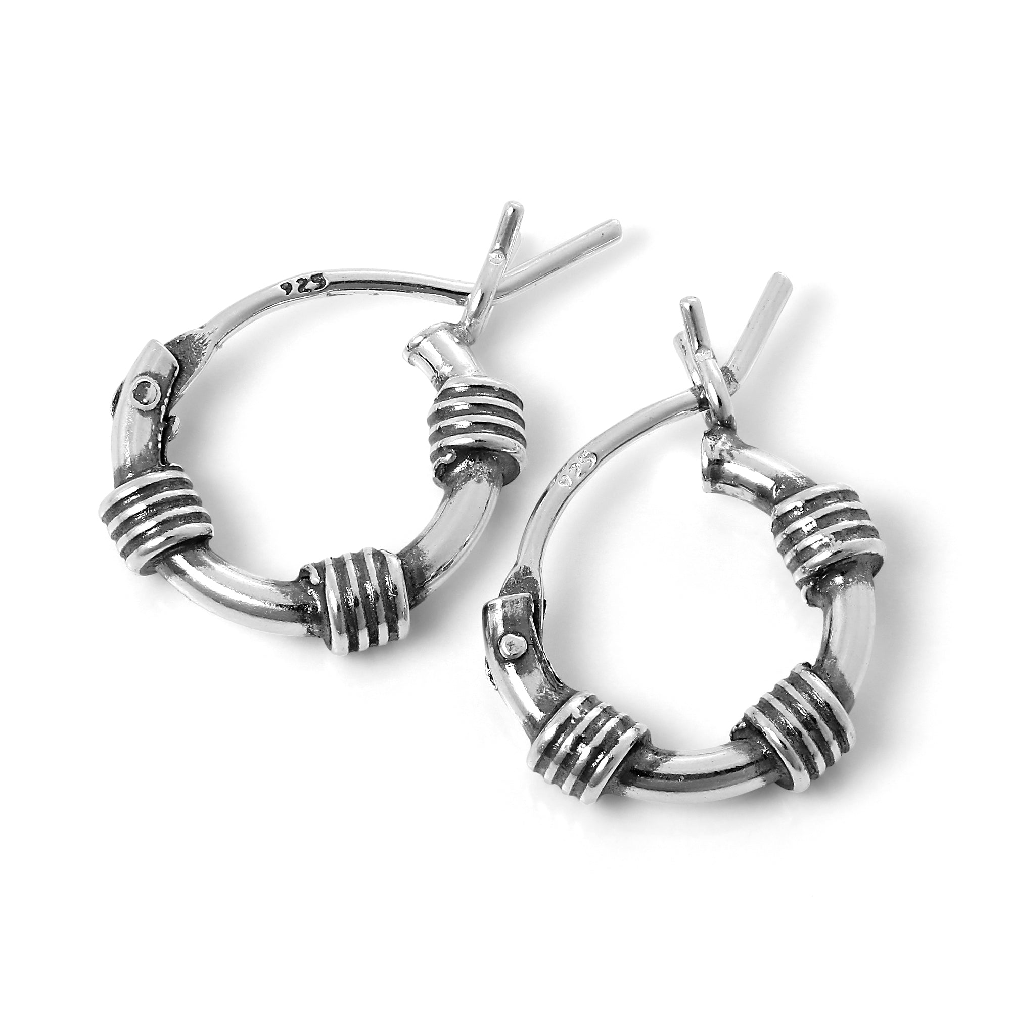 Tiny Sterling Silver 10mm Bali Hoop Earrings with Wire Coils