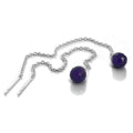 Sterling Silver & Amethyst CZ Crystal Pull Through Earrings