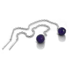 Sterling Silver & Amethyst CZ Crystal Pull Through Earrings