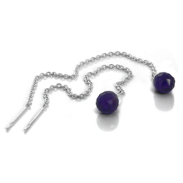 Sterling Silver & Amethyst CZ Crystal Pull Through Earrings
