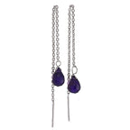 Sterling Silver & Amethyst CZ Crystal Pull Through Earrings