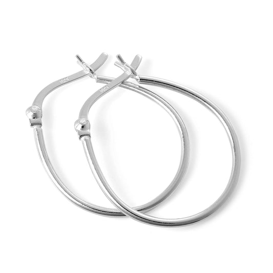 Plain Sterling Silver Thin 19mm Hoop Earrings