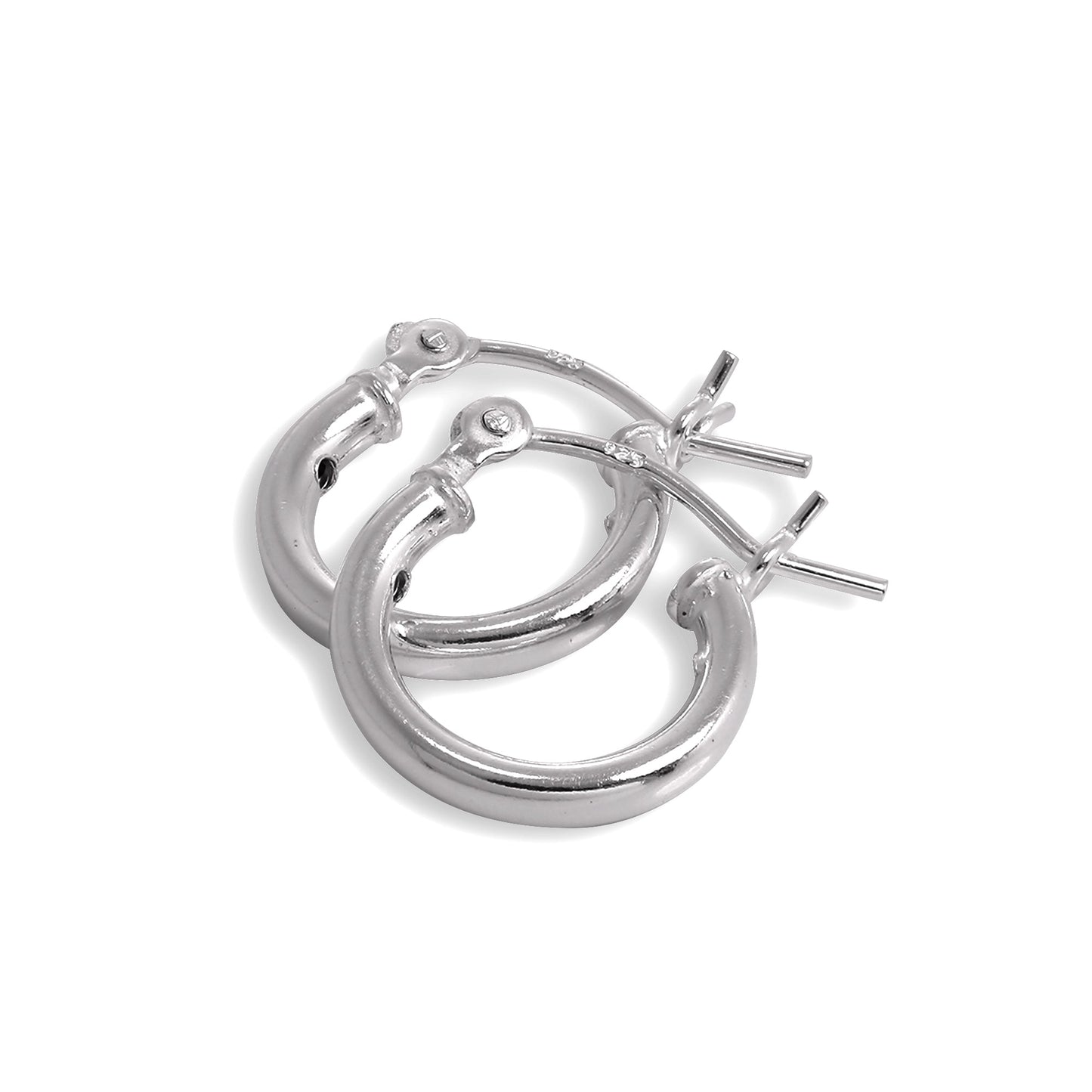 Sterling Silver 2mm Tube Sleeper Hoop Earrings 12mm - 80mm