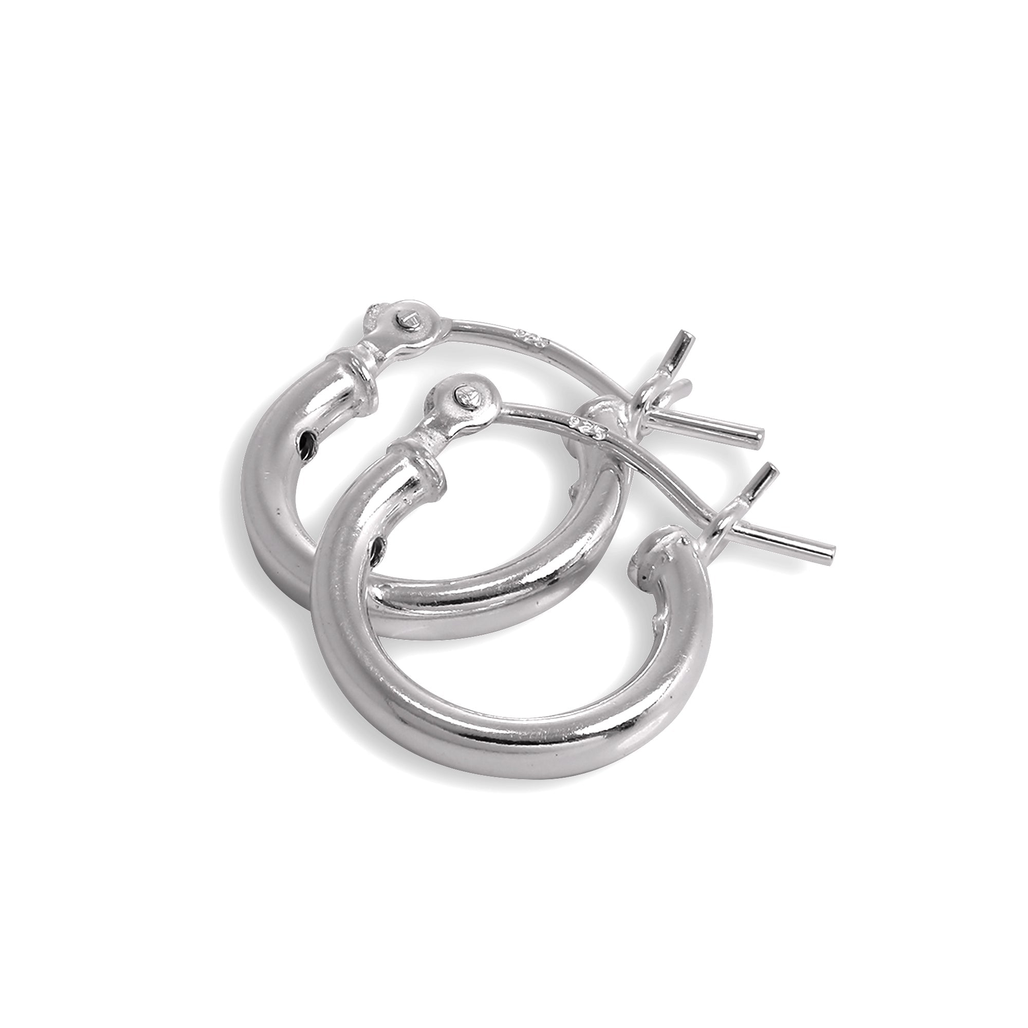 Sterling Silver 2mm Tube Sleeper Hoop Earrings 12mm - 80mm